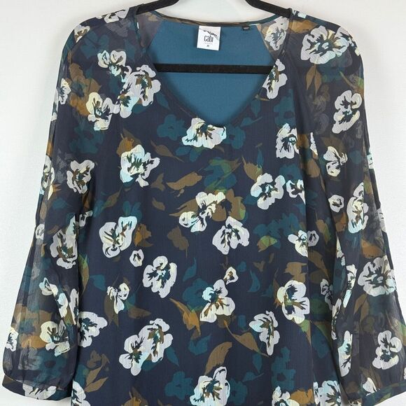 Cabi Pirouette Dress Women Medium Multi Floral Chiffon Ruffle Hem Bloom Bohemian - Picture 2 of 9